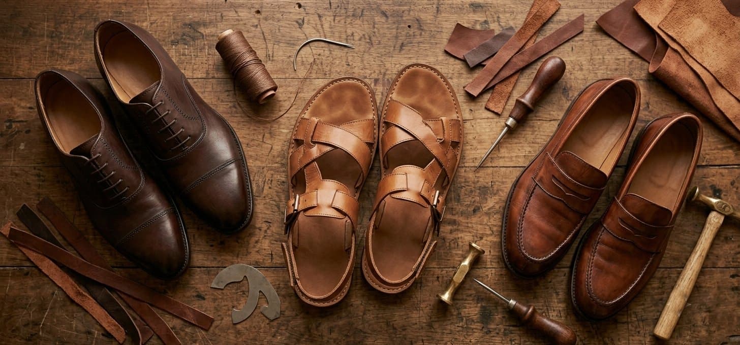 Handcrafted footwear and tools at KAIM workshop
