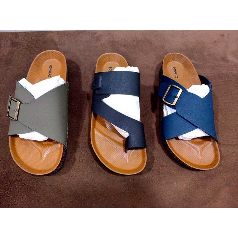 Arizona Cross-Strap Slide — Olive