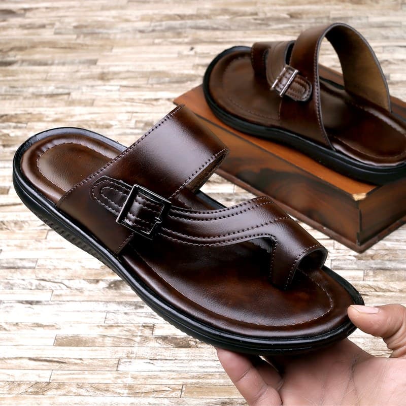 KAIM Firenze Buckle Slide in Brown - Men's Sandals
