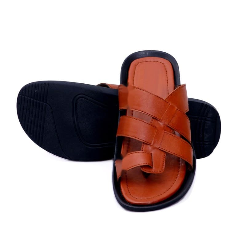 KAIM Roma Cross-Weave Slide in Brown - Men's Sandals