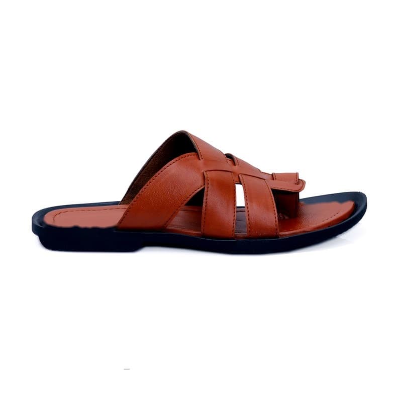 KAIM Roma Cross-Weave Slide in Brown - Men's Sandals