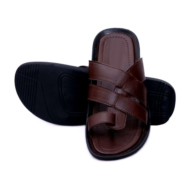 KAIM Roma Cross-Weave Slide in Brown - Men's Sandals