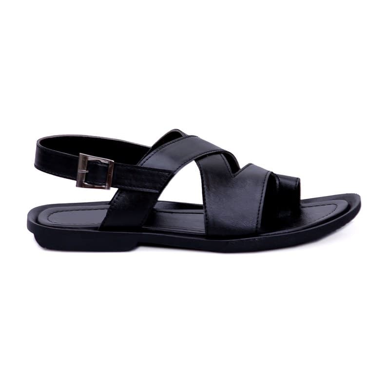 KAIM Torino Cross-Band Slide in Black - Men's Sandals