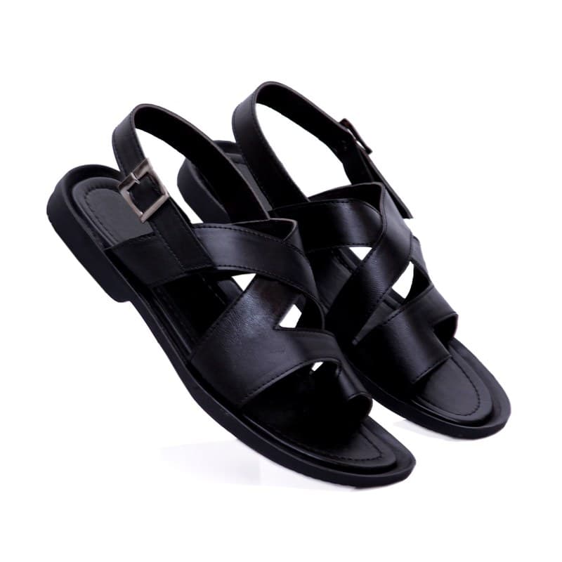 KAIM Torino Cross-Band Slide in Black - Men's Sandals