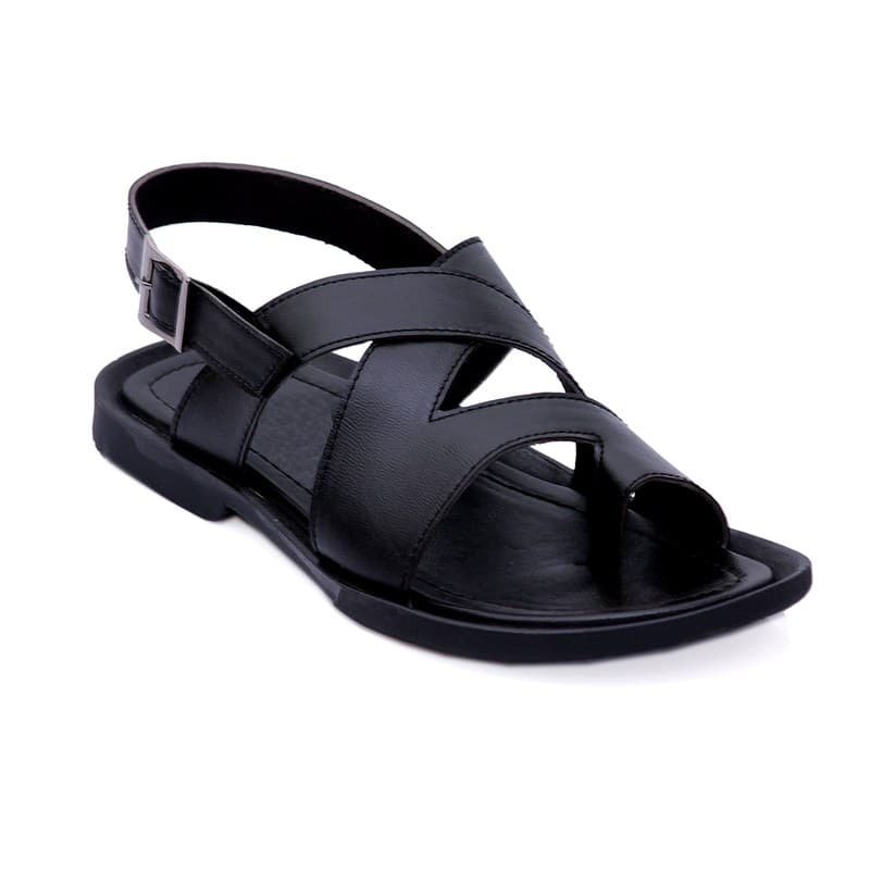 KAIM Torino Cross-Band Slide in Black - Men's Sandals