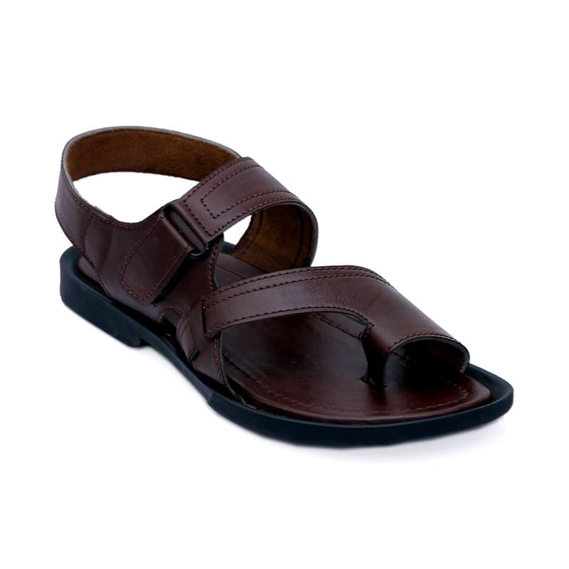 KAIM Palermo Woven Cross Slide in Dark Brown - Men's Sandals