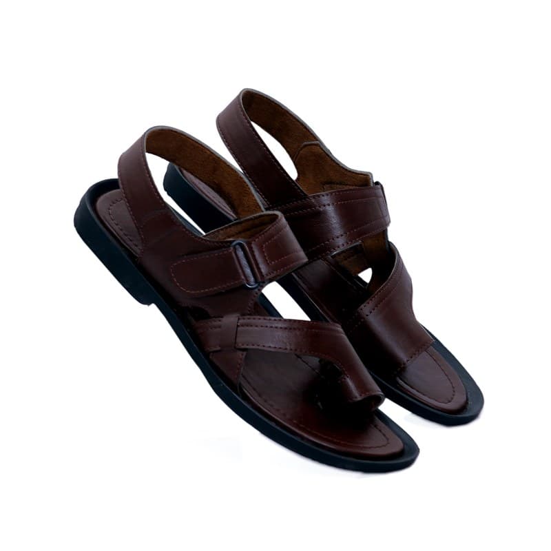 KAIM Palermo Woven Cross Slide in Dark Brown - Men's Sandals