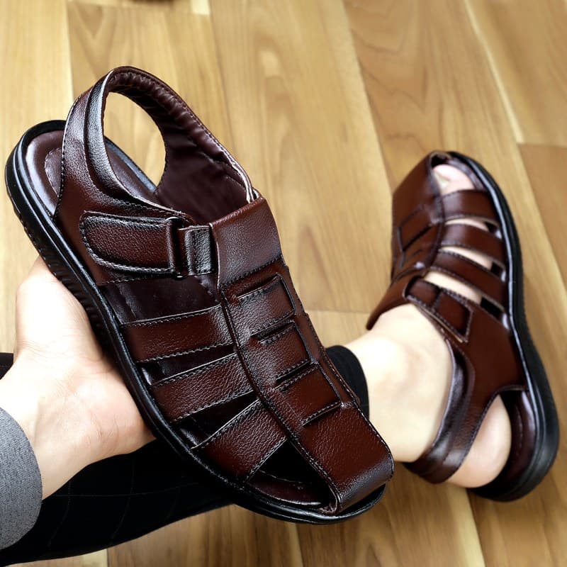 KAIM Amalfi Leather Slide in Brown - Men's Sandals